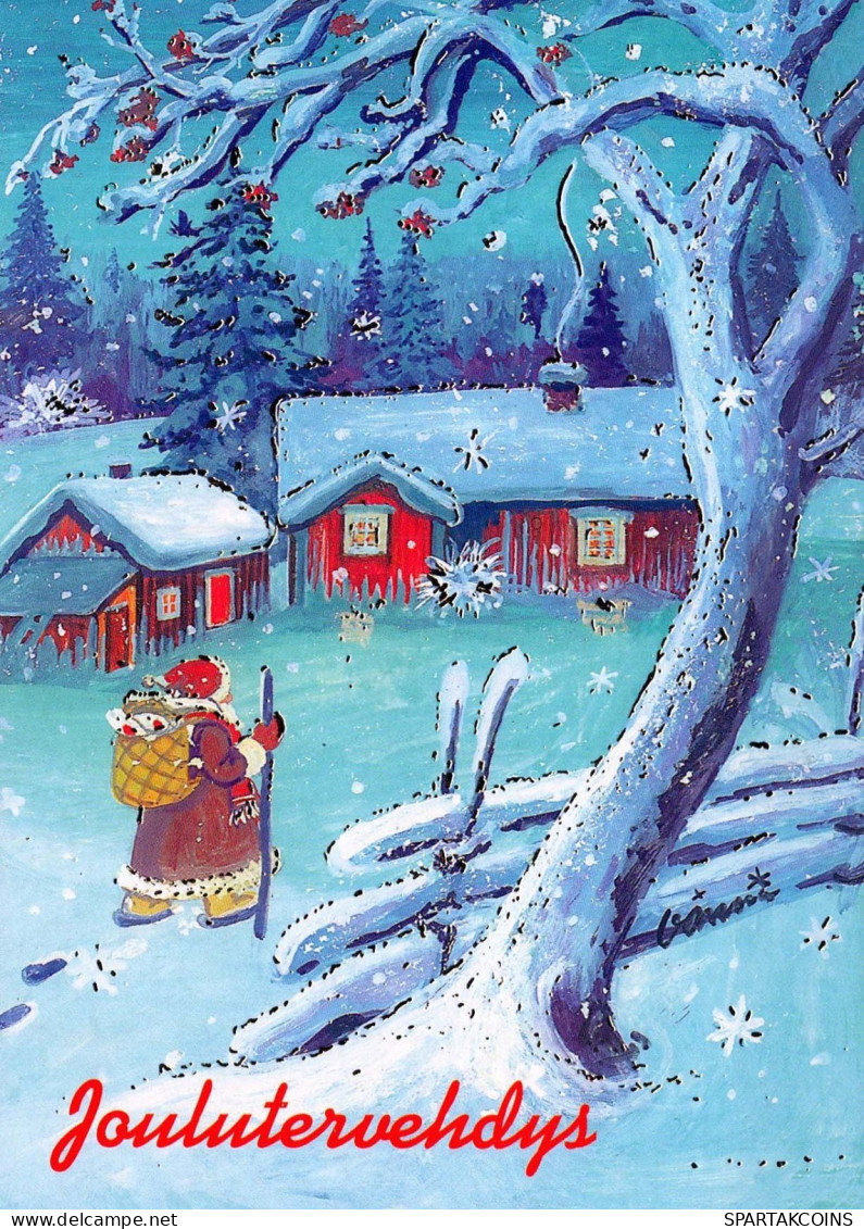 BABBO NATALE Buon Anno Natale Vintage Cartolina CPSM #PBL580.IT - Santa Claus