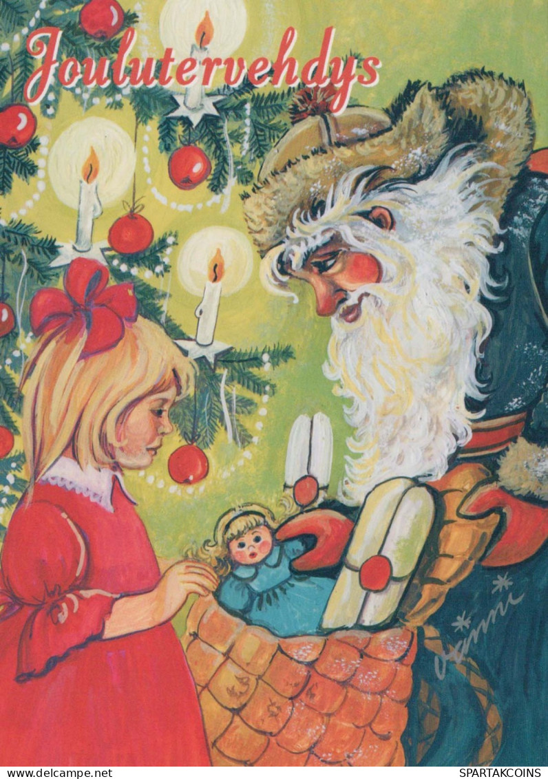 BABBO NATALE Buon Anno Natale Vintage Cartolina CPSM #PBL192.IT - Santa Claus