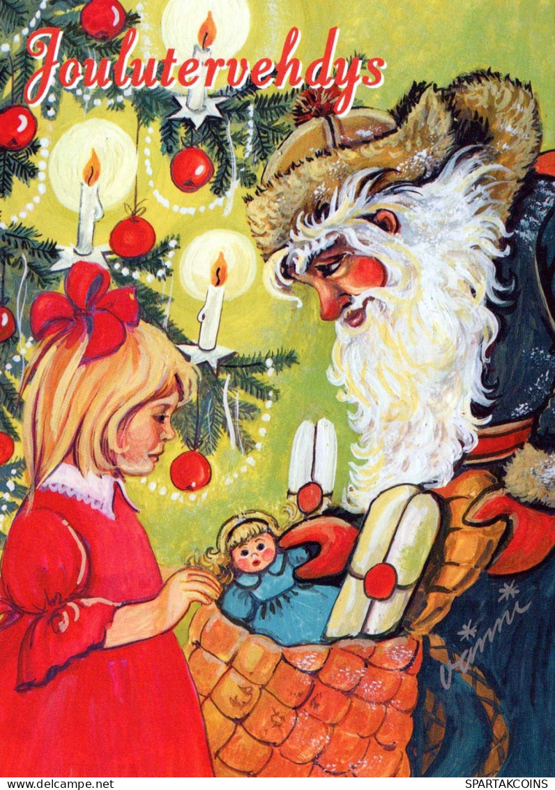 BABBO NATALE Buon Anno Natale Vintage Cartolina CPSM #PBL192.IT - Santa Claus