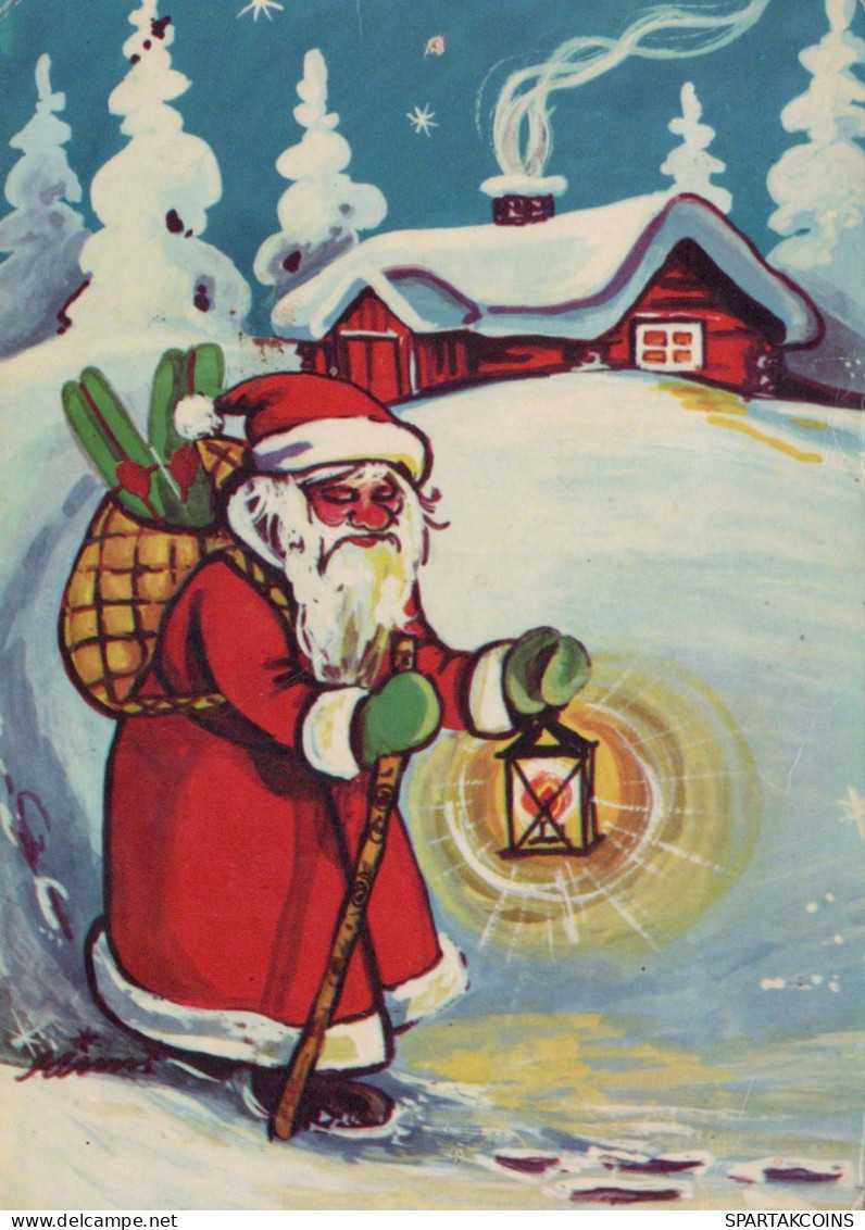 BABBO NATALE Buon Anno Natale Vintage Cartolina CPSM #PBL257.IT - Santa Claus