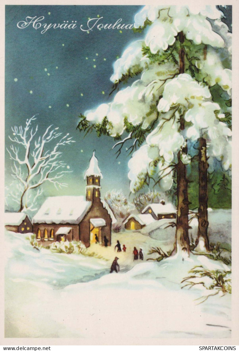 Buon Anno Natale CHIESA Vintage Cartolina CPSM #PAY388.IT - New Year