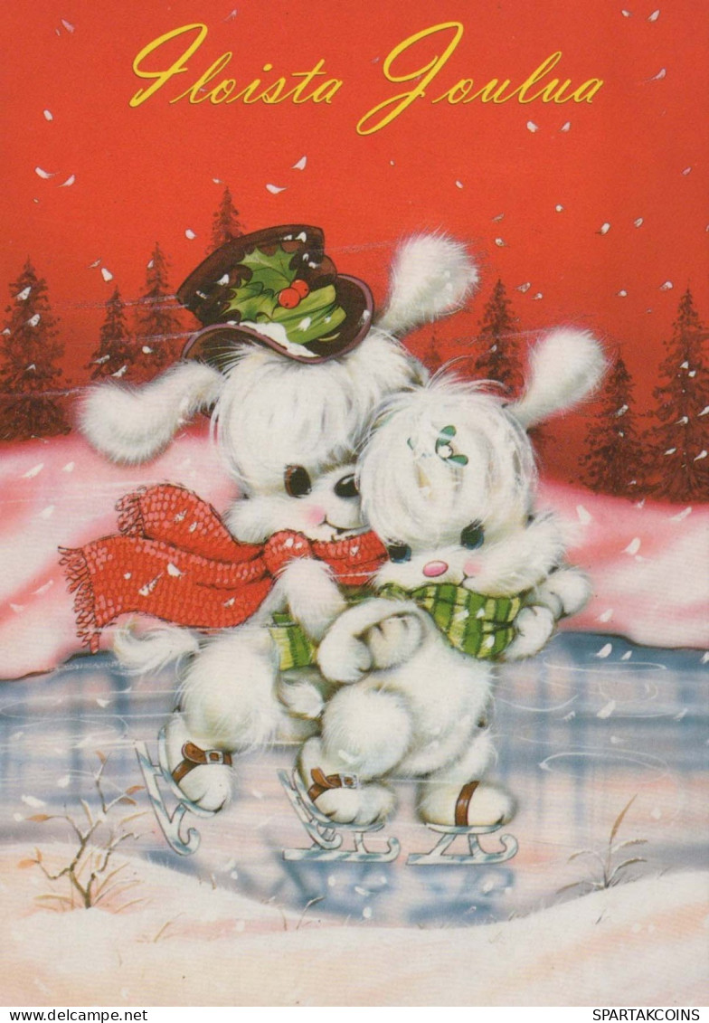 Buon Anno Natale CONIGLIO Vintage Cartolina CPSM #PAV280.IT - Anno Nuovo