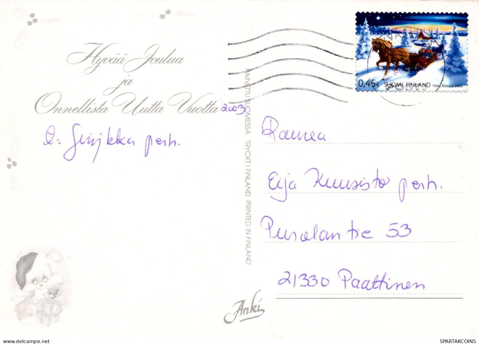 Buon Anno Natale CONIGLIO Vintage Cartolina CPSM #PAV280.IT - New Year