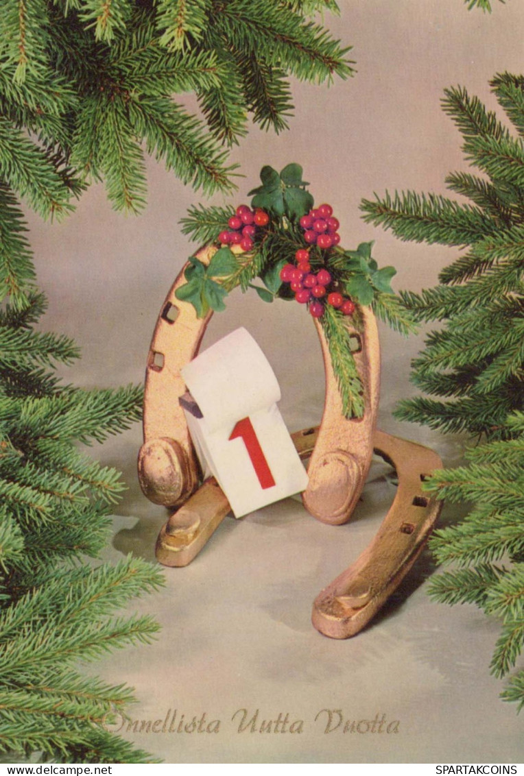 Buon Anno Natale CAVALLOSHOE Vintage Cartolina CPSM #PAT956.IT - Anno Nuovo