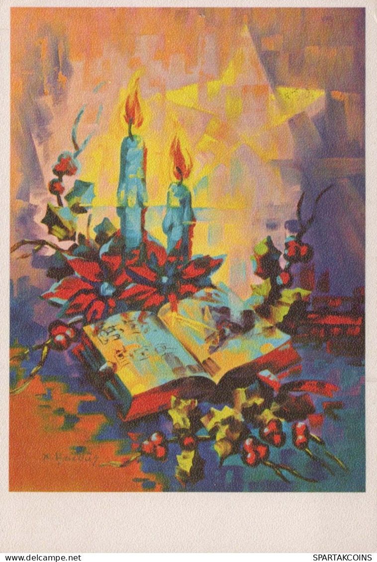 Buon Anno Natale CANDELA Vintage Cartolina CPSM #PAT088.IT - Anno Nuovo