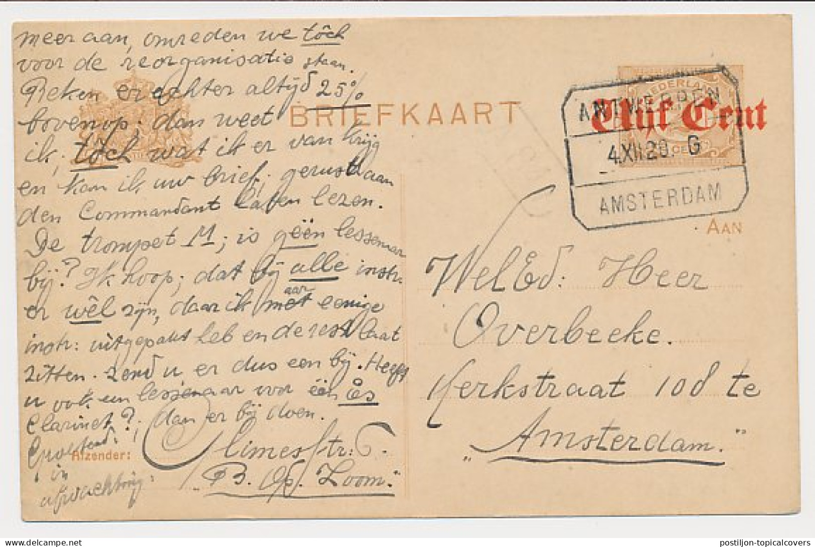 Treinblokstempel : Antwerpen - Amsterdam G 1920 - Zonder Classificatie