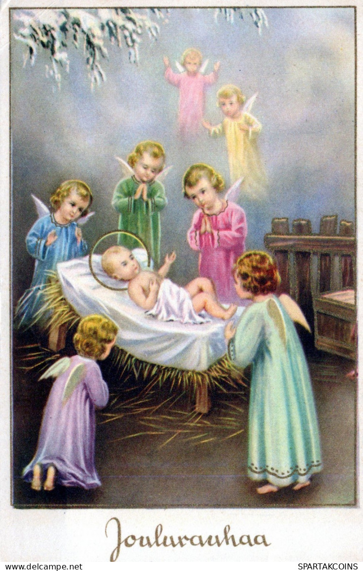 ANGELO Buon Anno Natale Vintage Cartolina CPSMPF #PAG768.IT - Angeli