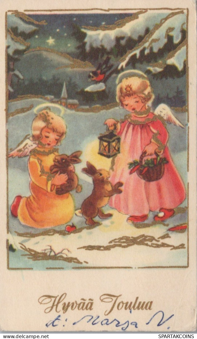 ANGELO Buon Anno Natale Vintage Cartolina CPSMPF #PAG706.IT - Angels