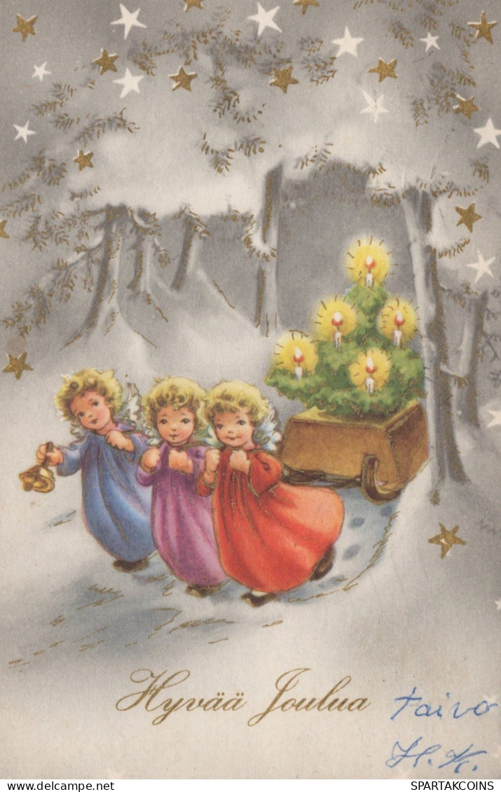 ANGELO Buon Anno Natale Vintage Cartolina CPSMPF #PAG833.IT - Anges