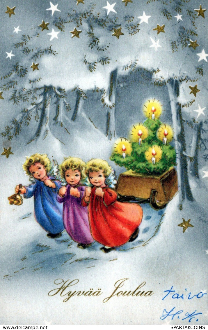 ANGELO Buon Anno Natale Vintage Cartolina CPSMPF #PAG833.IT - Angels