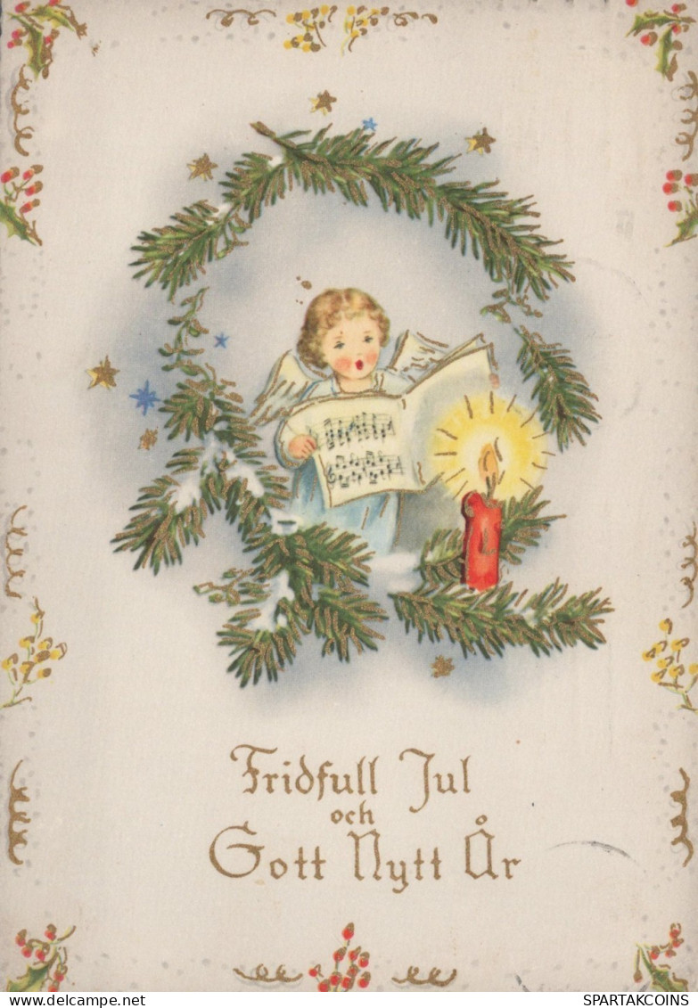 ANGELO Buon Anno Natale Vintage Cartolina CPSM #PAH144.IT - Angeli