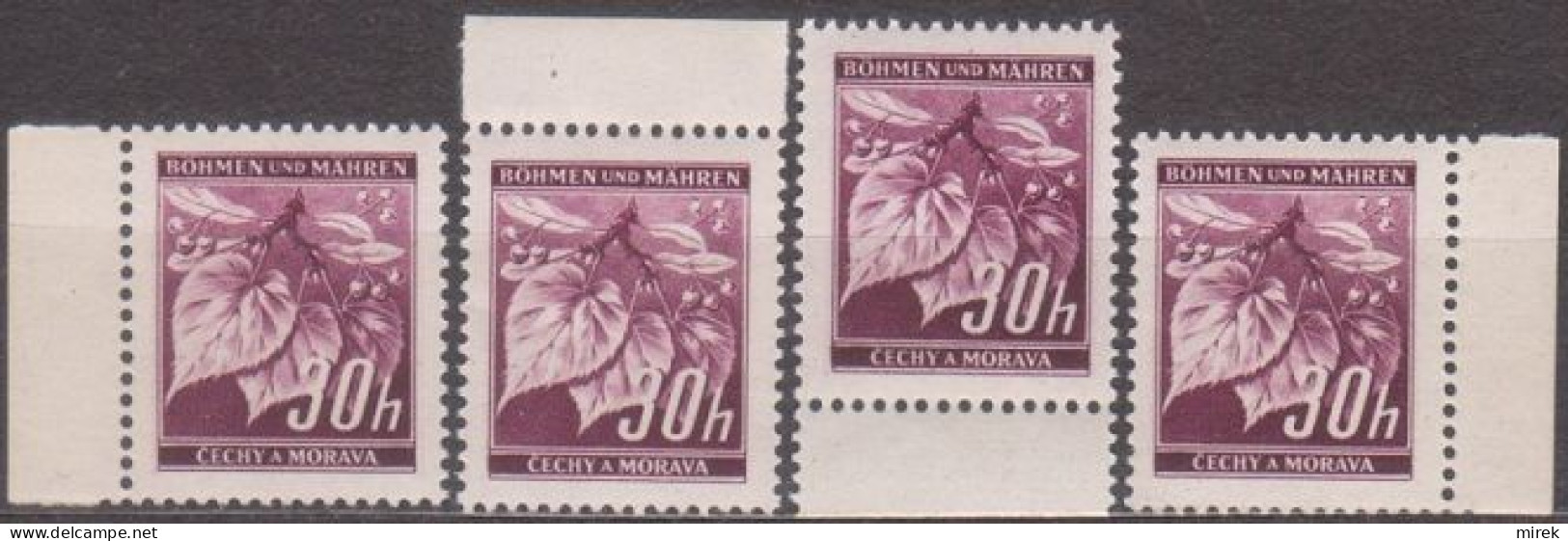 016/ Pof. 24, Dark Violet, Complete Border Stamps - Ungebraucht