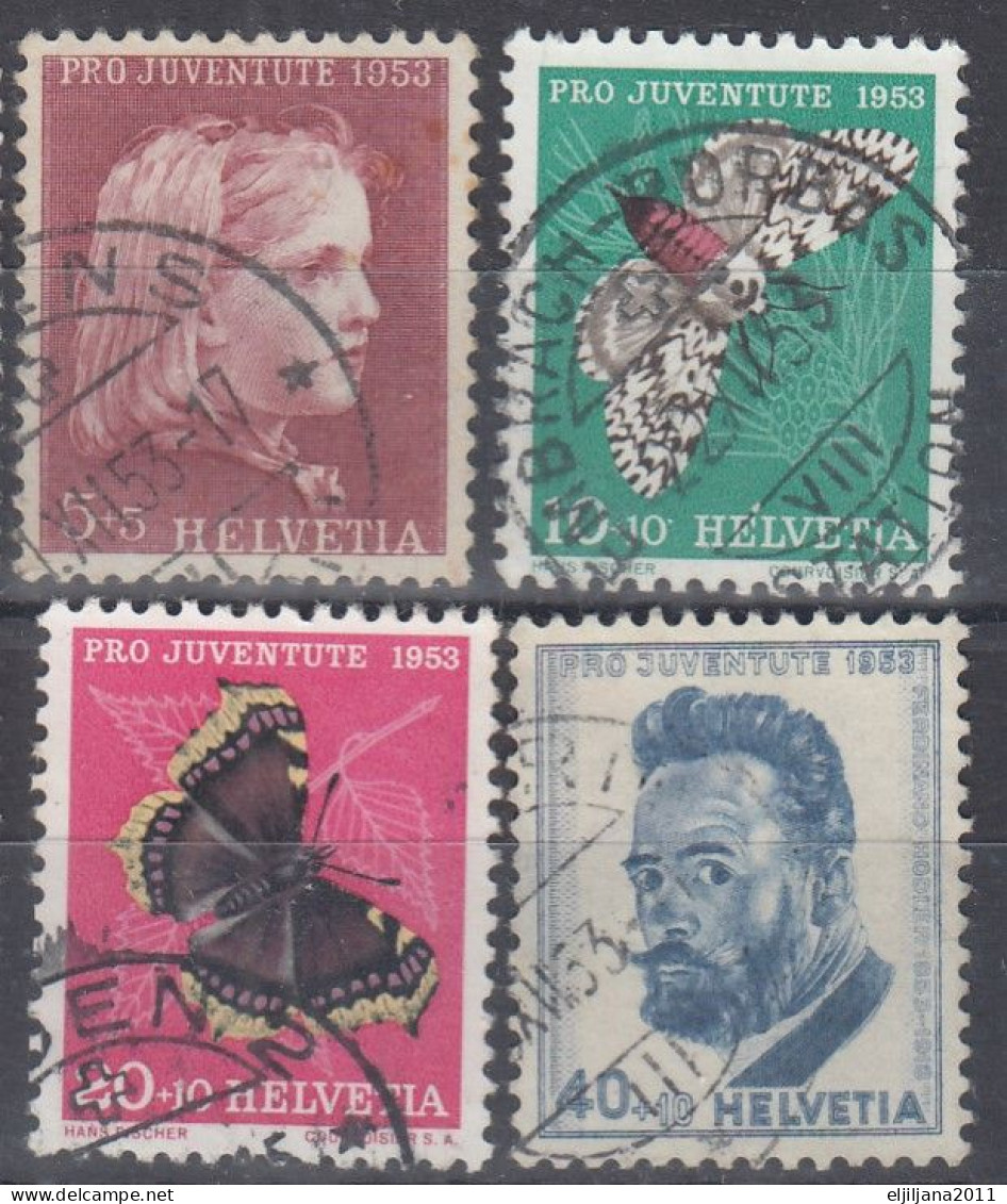 Switzerland / Helvetia / Schweiz / Suisse 1953 ⁕ Pro Juventute Mi.588-590, 592 ⁕ 8v Used - Scan - Used Stamps