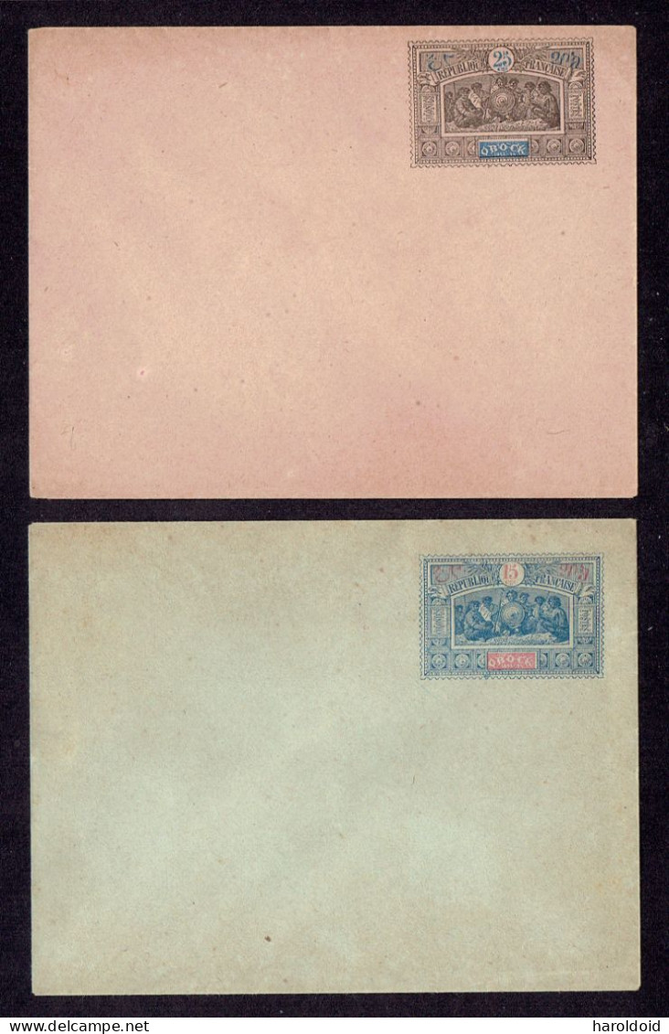 OBOCK - ENTIERS - 2 ENVELOPPES TYPE GROUPE DE GUERRIERS SOMALIENS - 15 Cts BLEU ET ROUGE - 25 Cts NOIR ET BLEU - NEUVES - Cartas & Documentos