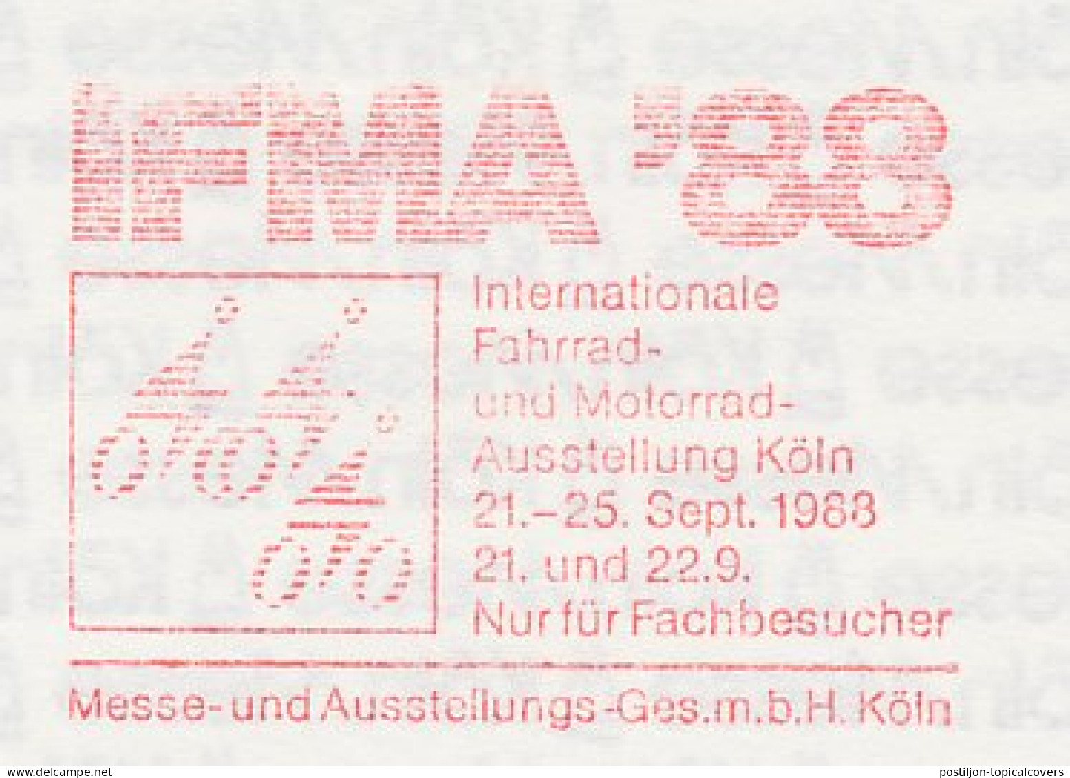 Meter Cut Germany 1988 IFMA - International Bicycle And Motorcycle Exhibition - Motorbikes