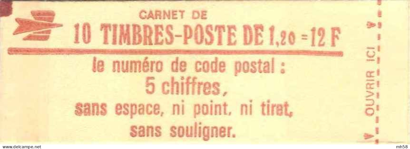 FRANCE - Carnet Conf. 5 - 1f20 Sabine Rouge - YT 1974 C2a / Maury 411b - Moderne : 1959-...