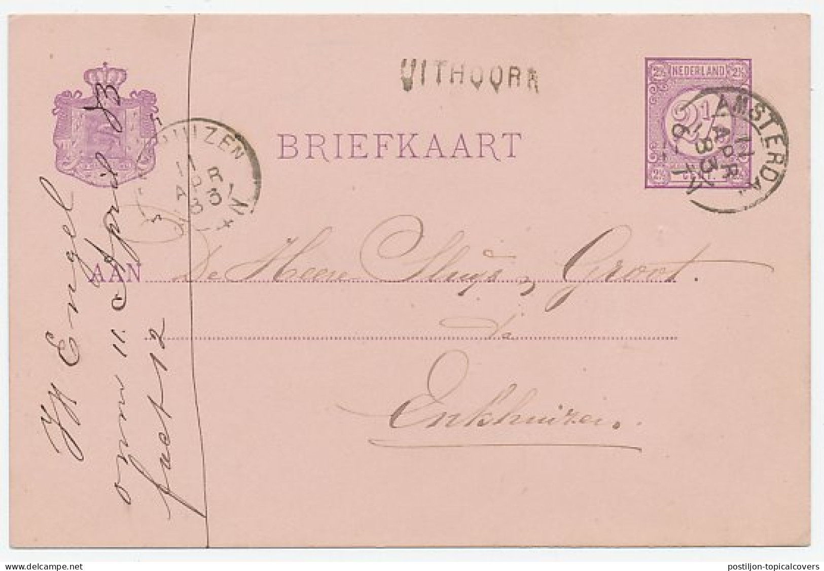 Naamstempel Uithoorn 1883 - Lettres & Documents