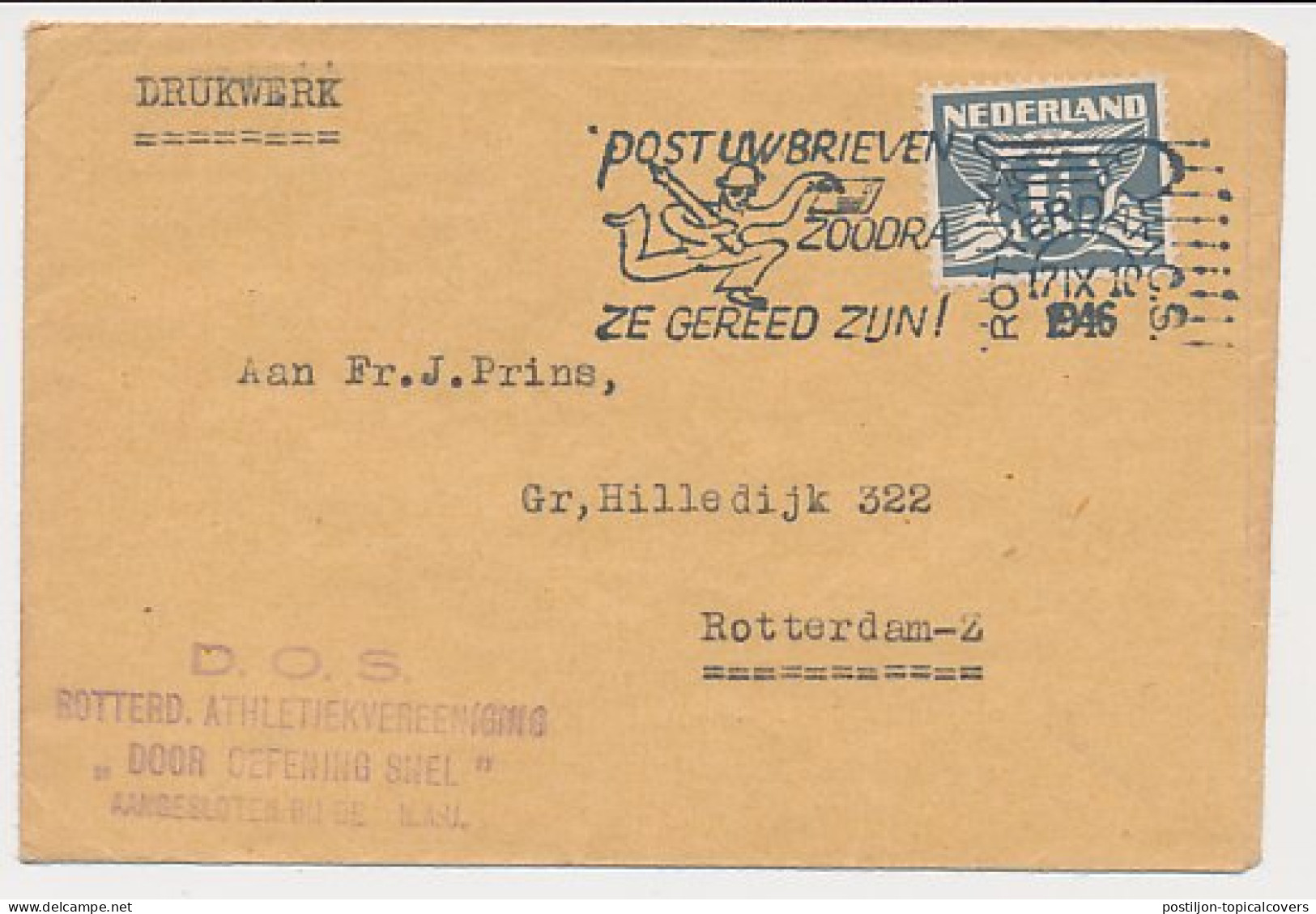 Envelop Rotterdam 1946 - Athletiekvereeniging D.O.S  - Sin Clasificación
