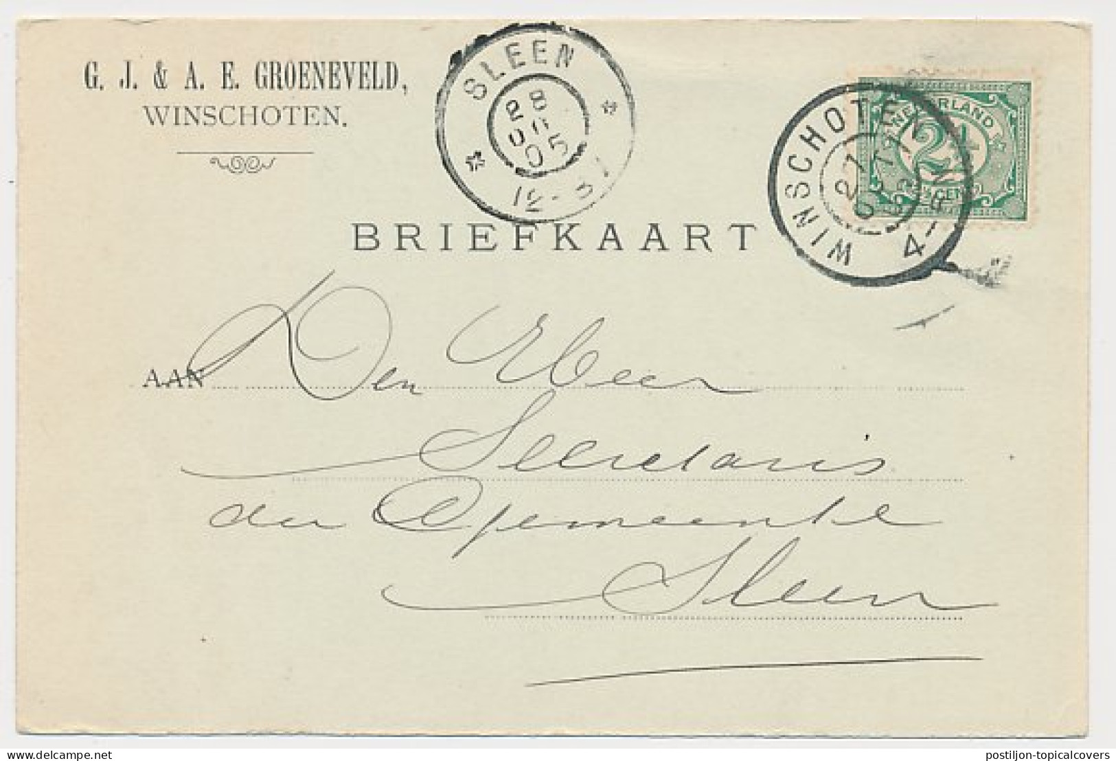 Firma Briefkaart Winschoten 1905 - Effectenhandel - Sin Clasificación