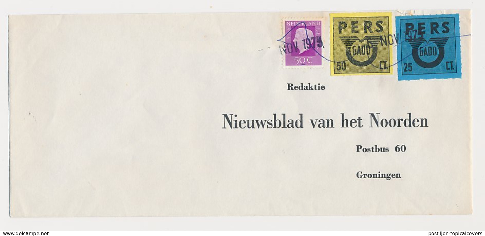 Groningen 1975 - Pers Bus Brief GADO 25 CT. + 50 CT. - Non Classés