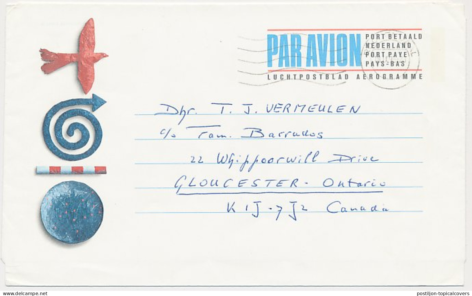 Luchtpostblad G. 34 Roosendaal - Ontario Canada 1995 - Postal Stationery