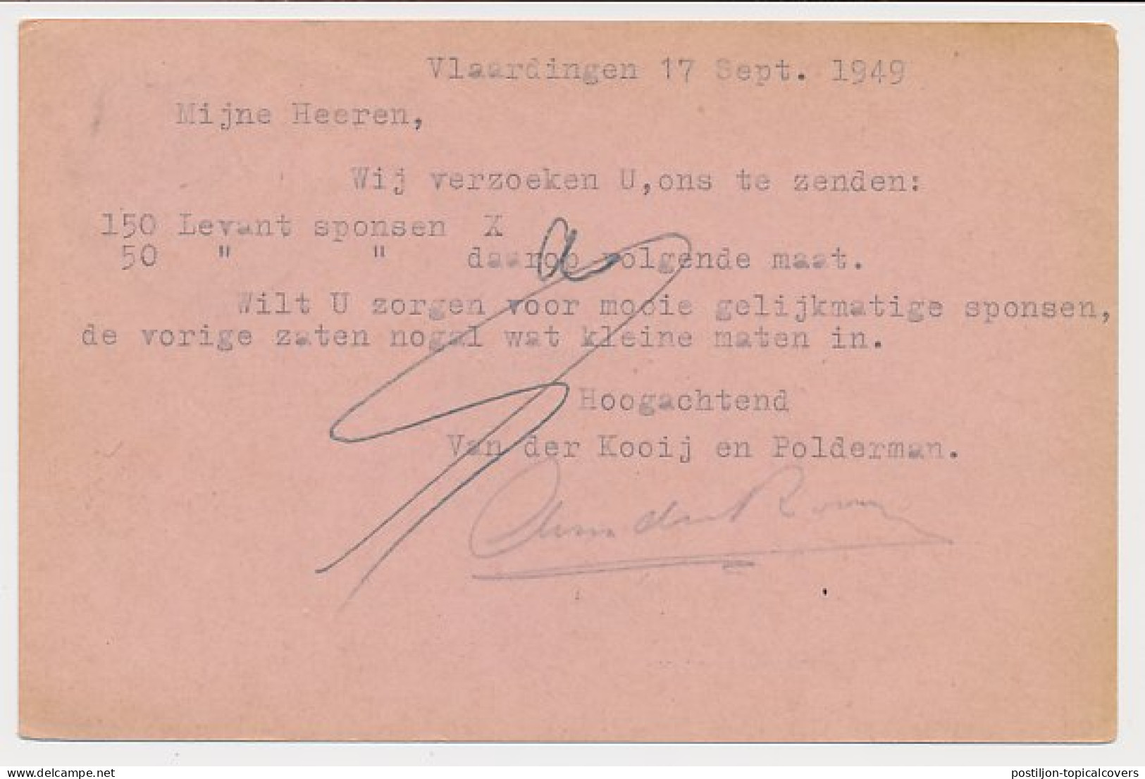 Firma Briefkaart Vlaardingen 1949 - Borstelmakerij - Zonder Classificatie