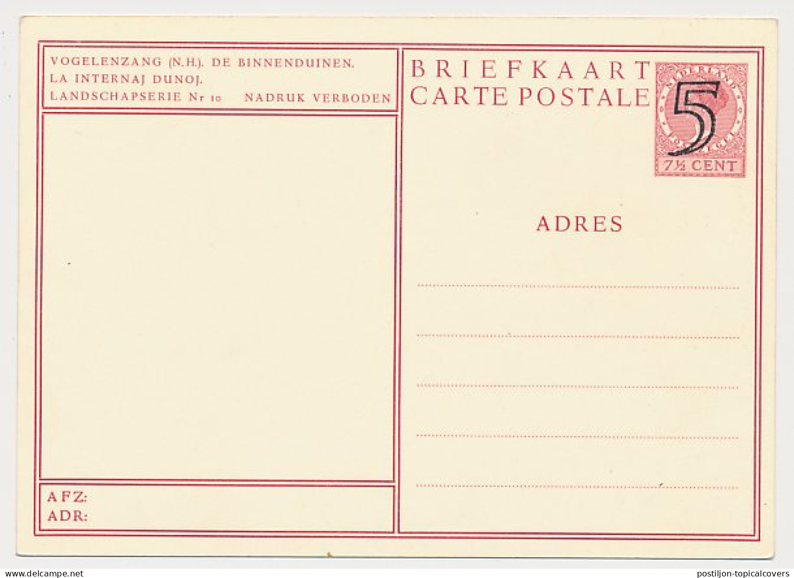 Briefkaart G. 287 J - Postal Stationery