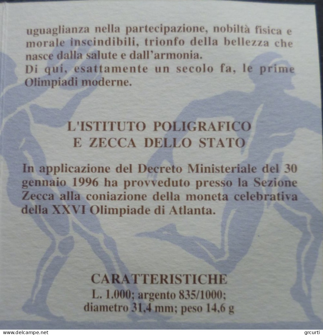 Italia - 1000 Lire 1996 - Olimpiadi Di Atlanta - 1 000 Liras