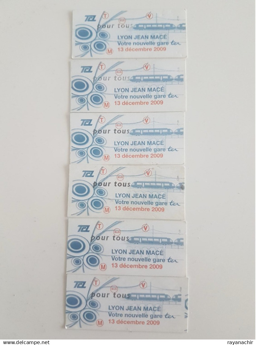 Lot De 6 Tickets TCL Différent (transport En Commun Lyonnais) - Autres & Non Classés