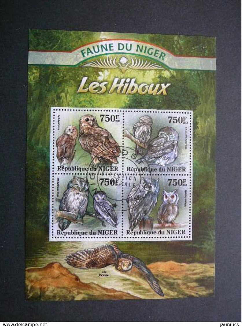 Owls. Eulen. Les Hiboux # Niger 2013 Used S/s #842 Birds Vögel Des Oiseaux - Gufi E Civette