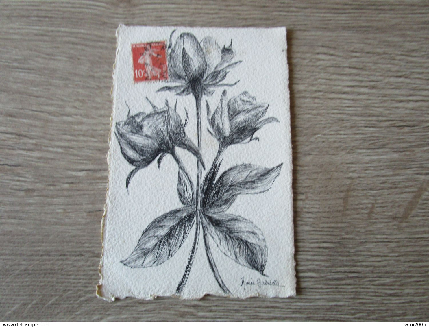 CPA DESSIN ENCRE DE CHINE FLEURS - Non Classificati