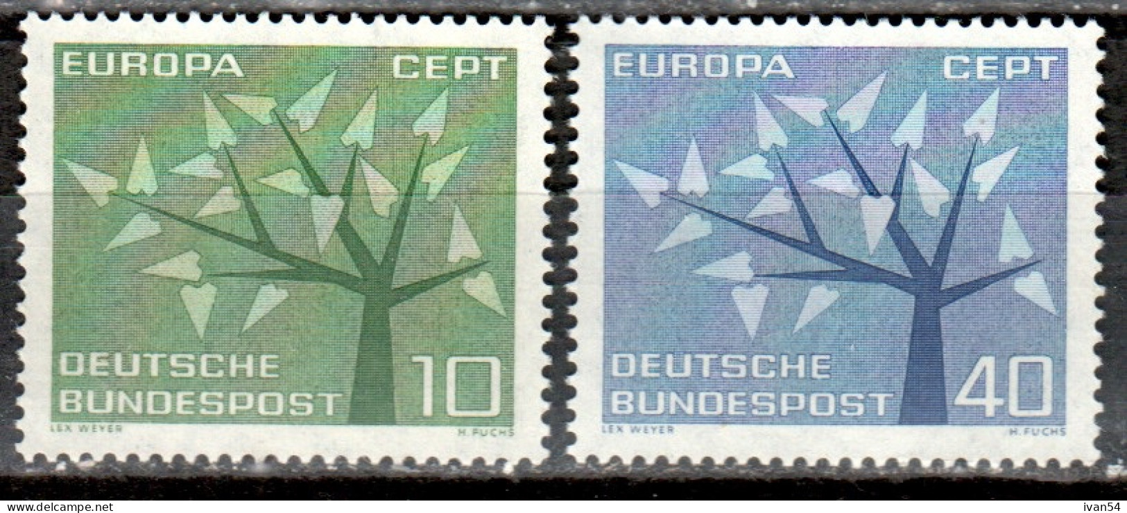 BUNDESPOST 255-6 ** MNH (1962 – Europe CEPT - Unused Stamps