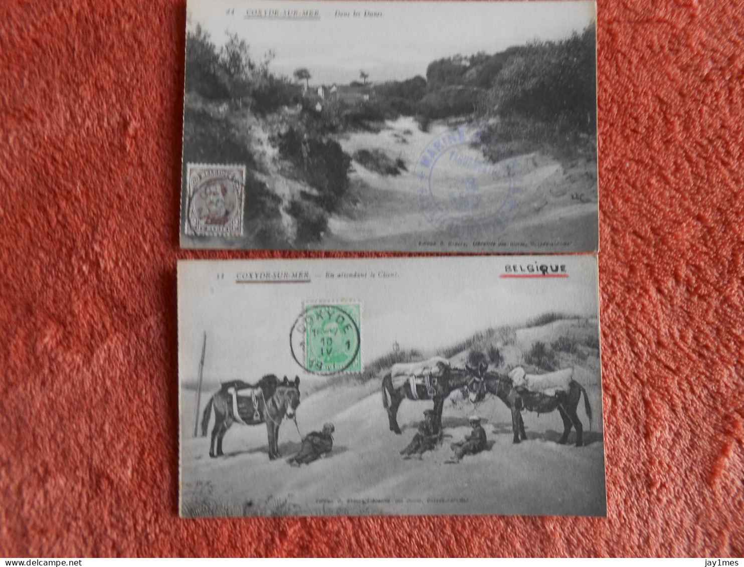 2 Cpa Koksijde Coxyde Sur Mer Dunes ânes  édition Gheury Cachet Militaire Guerre 14-18 - Koksijde