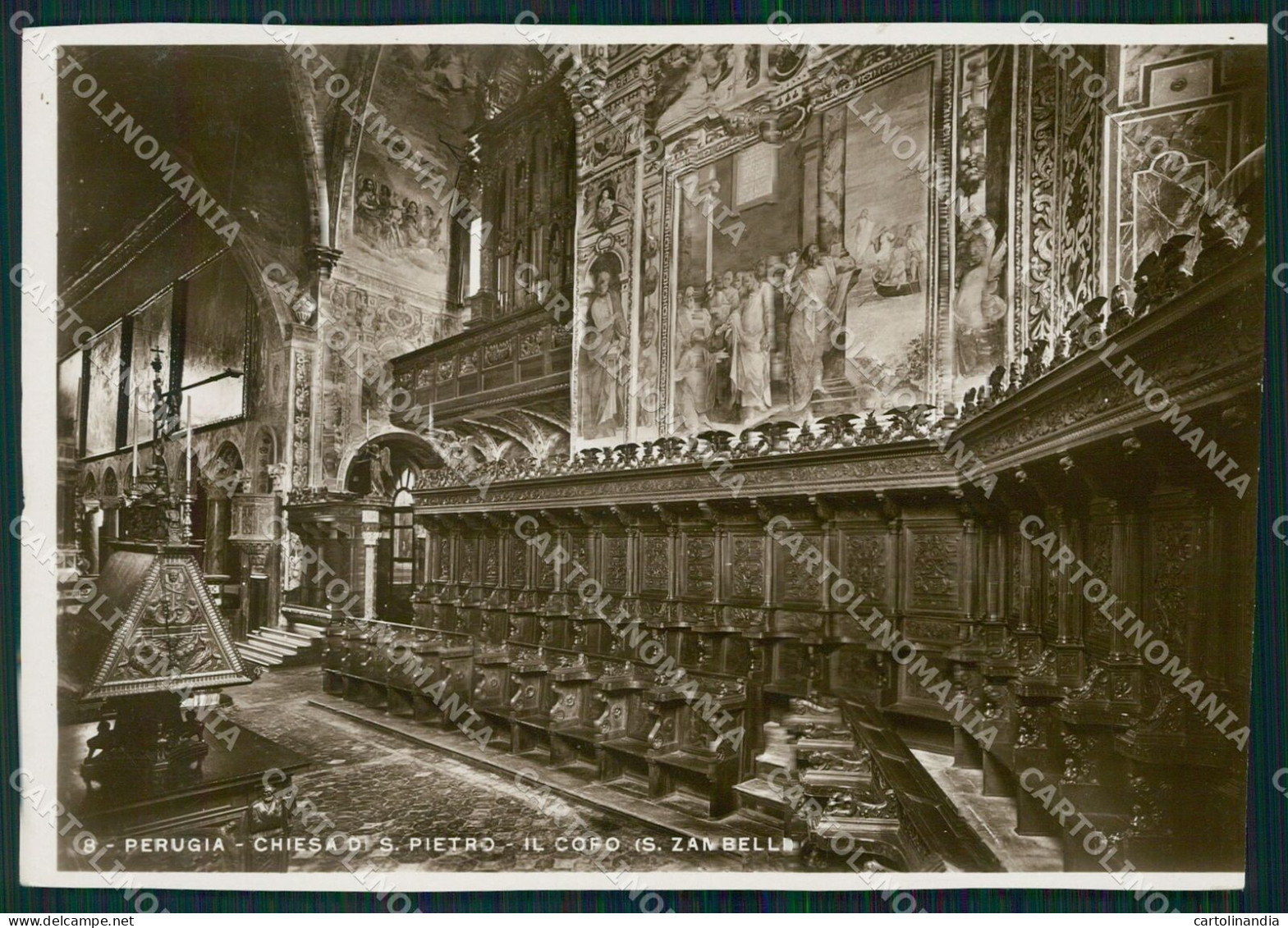 Perugia Città Chiesa San Pietro Coro RIFILATA FG Foto Cartolina KB4713 - Perugia