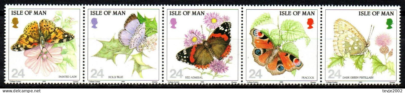 Isle Of Man 1993 - Mi.Nr. 555 - 559 - Postfrisch MNH - Tiere Animals Schmetterlinge Butterflies - Vlinders