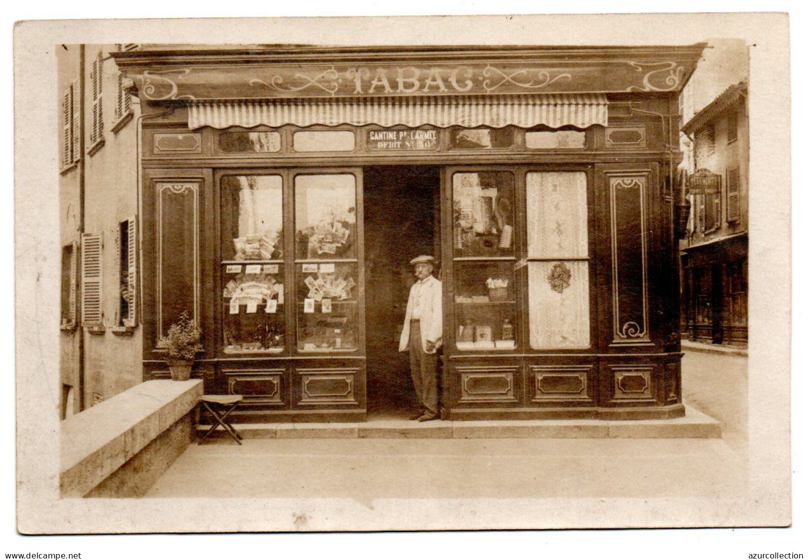 Devanture Tabac. Cantine Pour L'armée. Dépôt N° 50. Carte Photo Animée Non Située - Tiendas