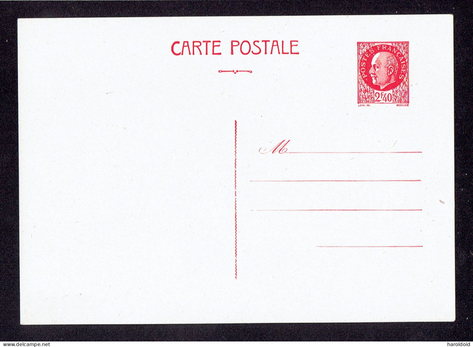 FRANCE ENTIER - CP 2,40 F PETAIN NEUVE - Cartes Postales Types Et TSC (avant 1995)