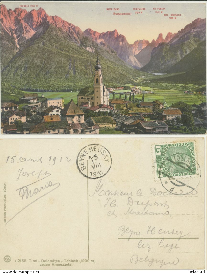 TOBLACH -DOBBIACO -BOLZANO -PANORAMA 1912 - Bolzano (Bozen)