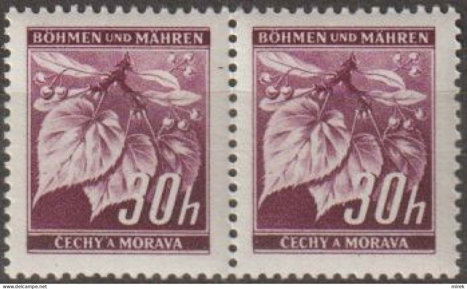 023/ Pof. 24 Dark Violet, Pair - Unused Stamps
