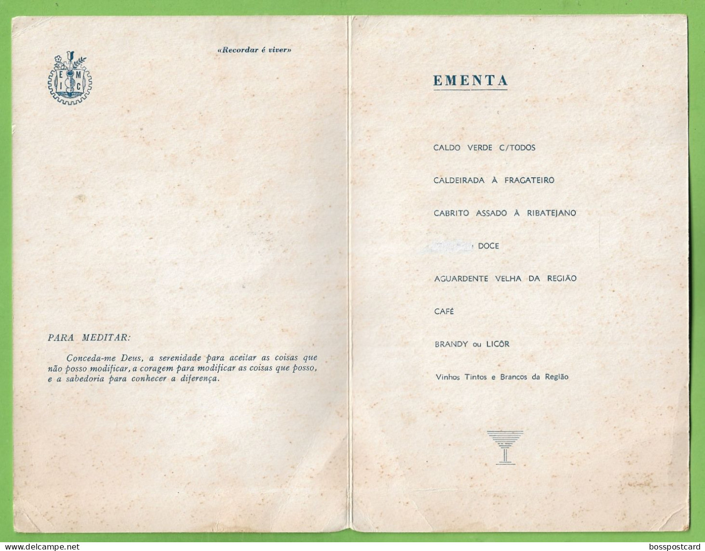 Salvaterra De Magos - Alunos Da Escola Industrial Machado De Castro Em 1970 - Lisboa - Ementa - Menu - Portugal - Menú