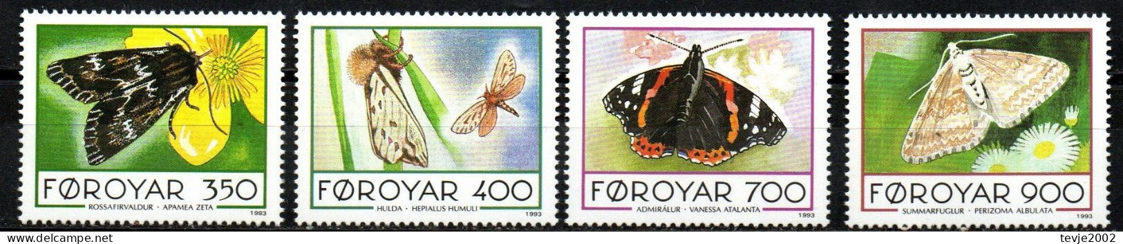 Färöer 1993 - Mi.Nr. 252 - 255 - Postfrisch MNH - Tiere Animals Schmetterlinge Butterflies - Papillons