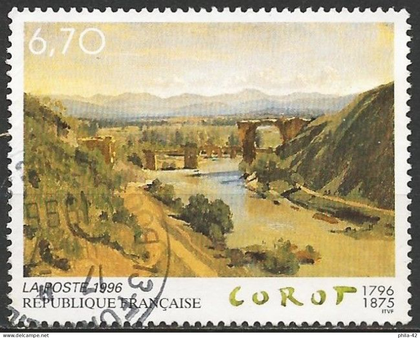 France 1996 - Mi 3130 - YT 2989 ( Bridge At Narni - Painting By Jean-Baptiste Corot ) - Oblitérés