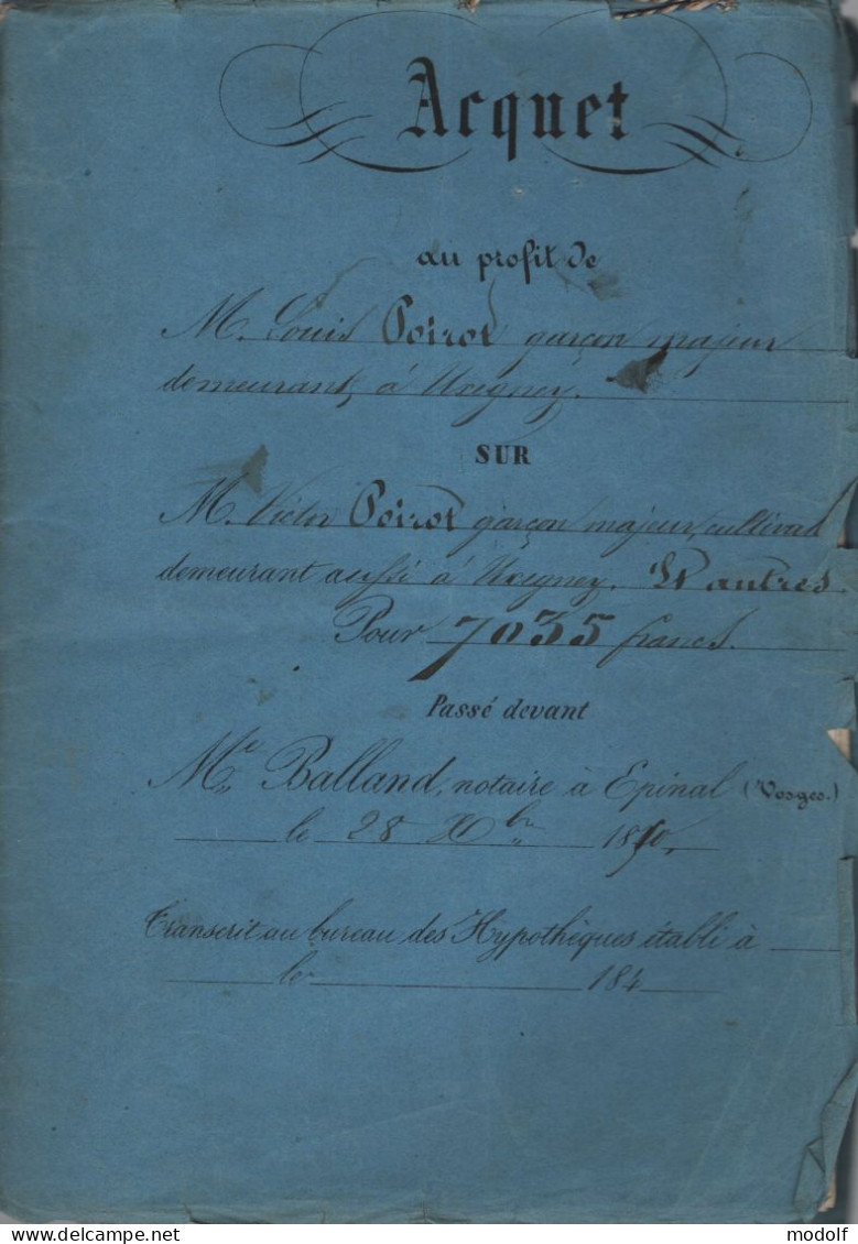 Lot De 5 Actes D'acquet De 1840 à 1855 - Epinal - Manuscritos