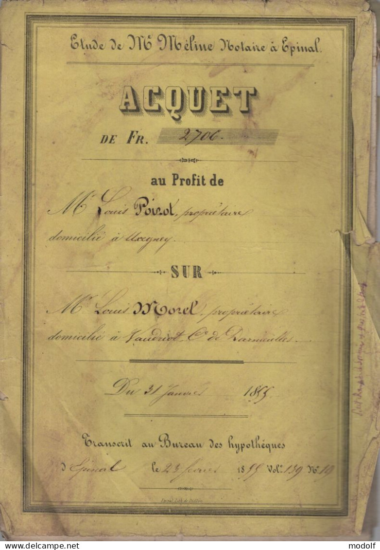 Lot De 5 Actes D'acquet De 1840 à 1855 - Epinal - Manuscritos