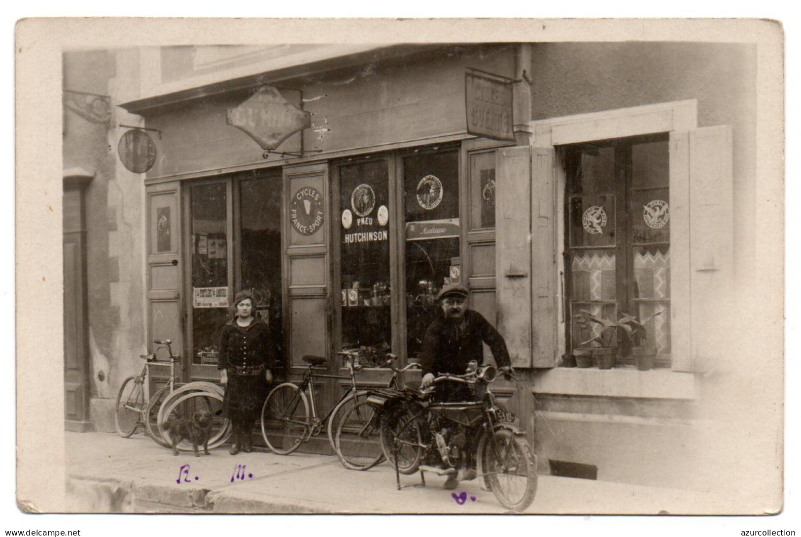 Devanture Magasin De Cycles. Cycles France-Sport. Pneu Hutchinson. Carte Photo Animée Non Située - Shops