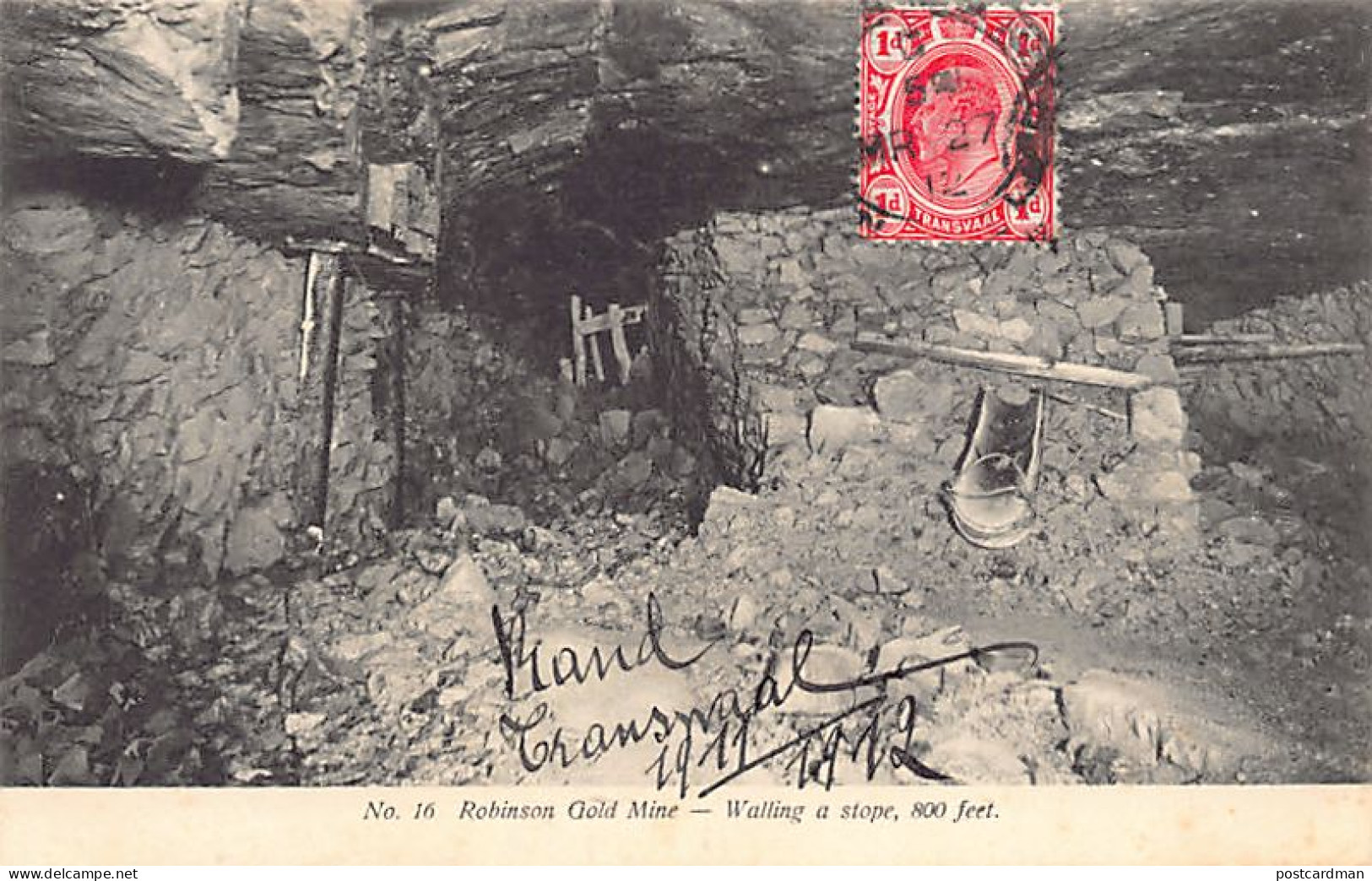 South Africa - Robin Gold Mine - Walling A Stope, 800 Feet - Publ. Unknown 16 - Afrique Du Sud