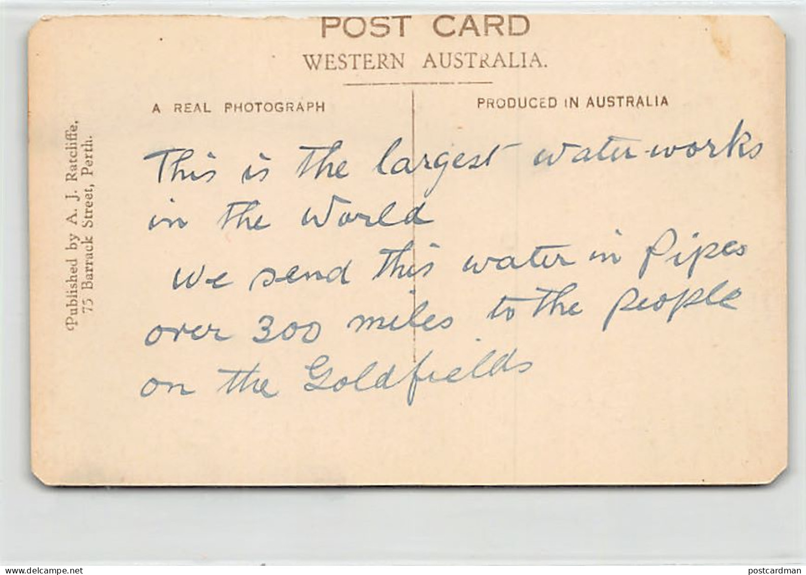 Australia - MUNDARING (WA) Dam - SEE SCANS FOR CONDITION - Publ. A. J. Ratcliffe The Royal Series 7 - Autres & Non Classés