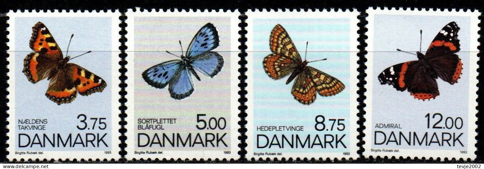 Dänemark 1993 - Mi.Nr. 1048 - 1051 - Postfrisch MNH - Tiere Animals Schmetterlinge Butterflies - Farfalle