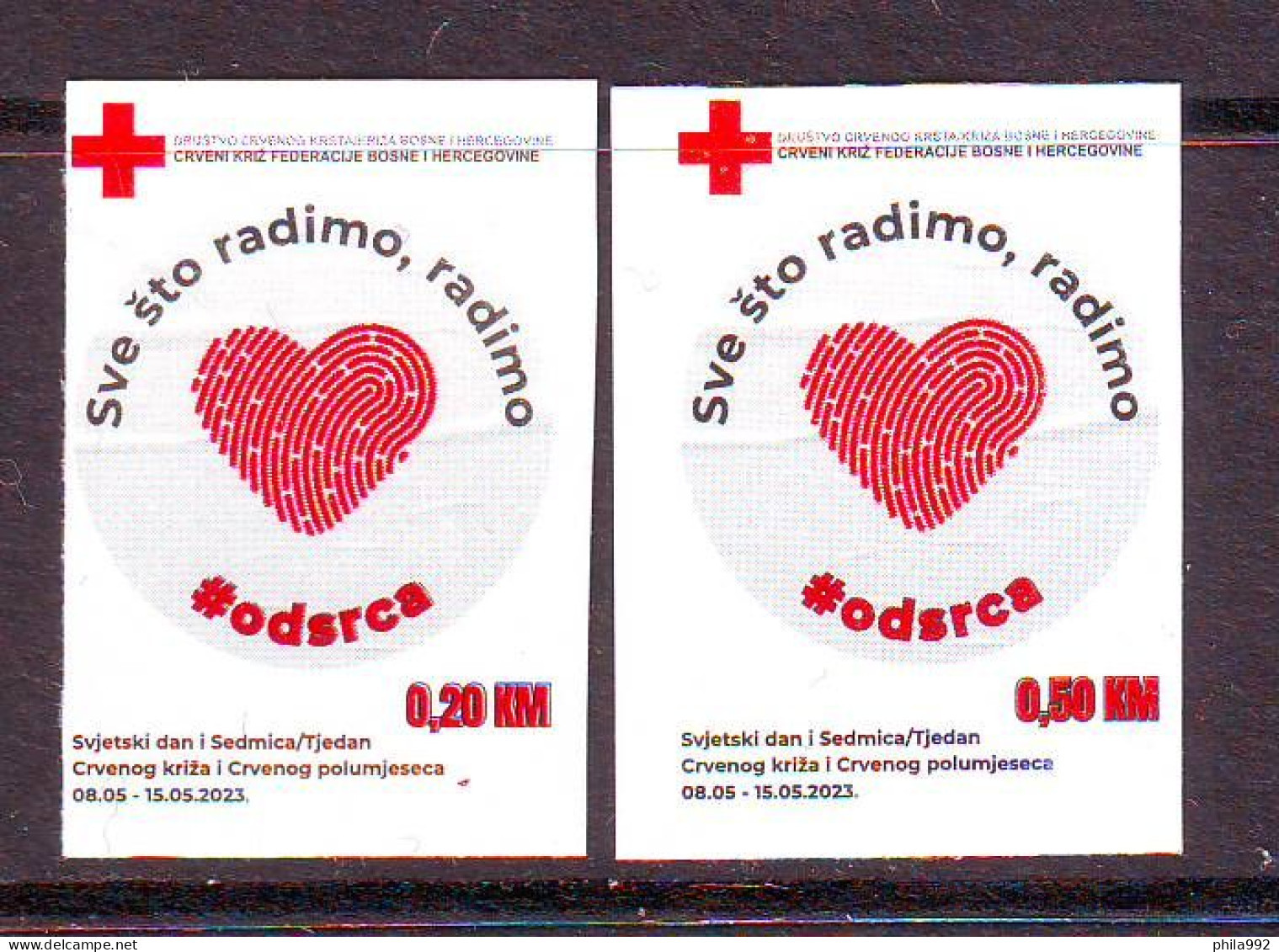 Bosnia: HP Mostar 2023 Charity Stamps RED CROS Self Adhesive (2) MNH - Bosnia And Herzegovina