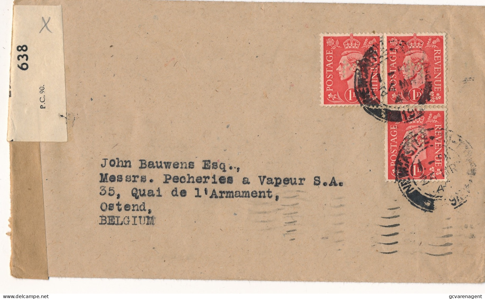 COVER 1941    TO   OSTEND BELGIUM   OPENED BY EXAMINER         ZIE AFBEELDINGEN - Briefe U. Dokumente